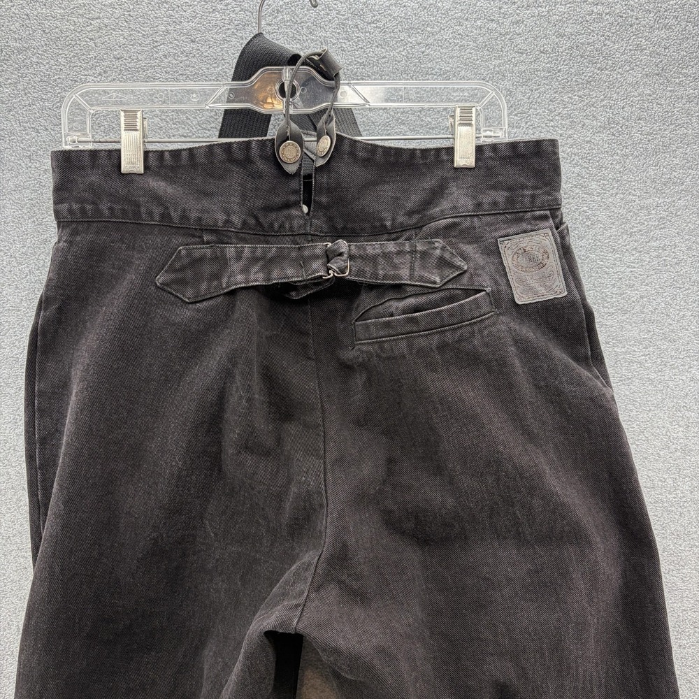 VTG Wah Maker Jeans Mens 34x36 Black Denim Suspenders Buckle Back Western - Picture 4 of 13